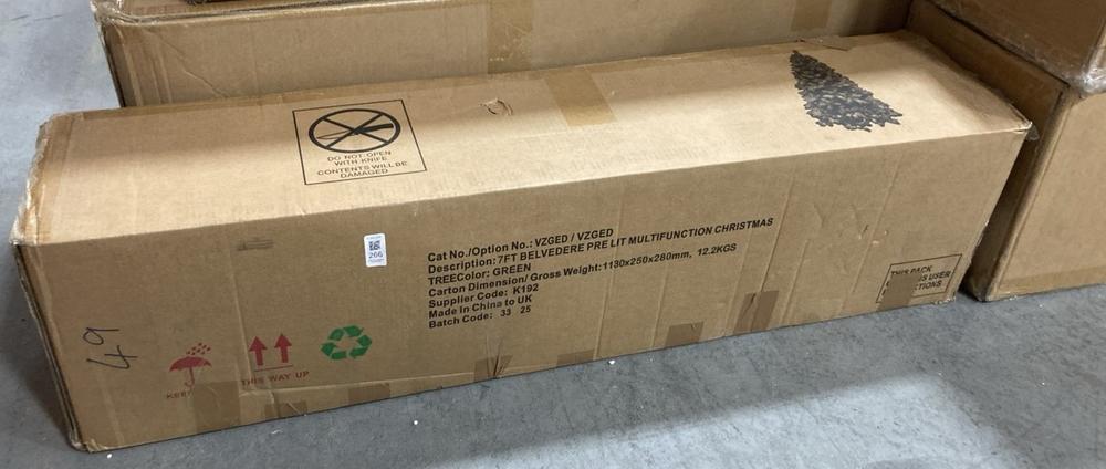 Lot 266  
            Chesterfield SR36 - Collection or Optional Delivery Available 

                
7FT BELVEDERE PRE LIT MULTI FUNCTION CHRISTMAS TREE IN GREEN (LOCATION: SR36 A2) ...