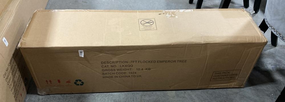Lot 267  
            Chesterfield SR36 - Collection or Optional Delivery Available 

                
7FT FLOCKED EMPEROR CHRISTMAS TREE - ORIGINAL RRP £130 (LOCATION: SR36 A2) (LKXQQ)