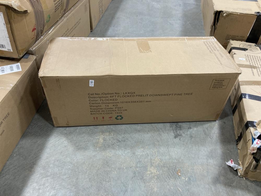 Lot 271  
            Chesterfield SR36 - Collection or Optional Delivery Available 

                
6 FT PRE LIT DOWNSWEPT PINE TREE IN FLOCKED (LOCATION: SR36 A2) (LKXQX)