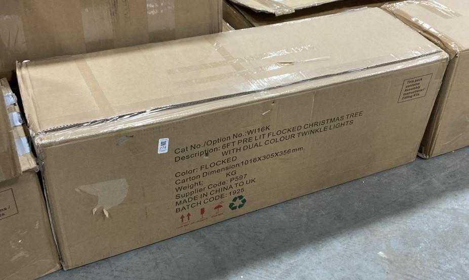 Lot 274  
            Chesterfield SR36 - Collection or Optional Delivery Available 

                
6FT PRE LIT CHRISTMAS TREE WITH DUAL COLOUR TWINKLE LIGHTS IN FLOCKED - ORIGINAL ...