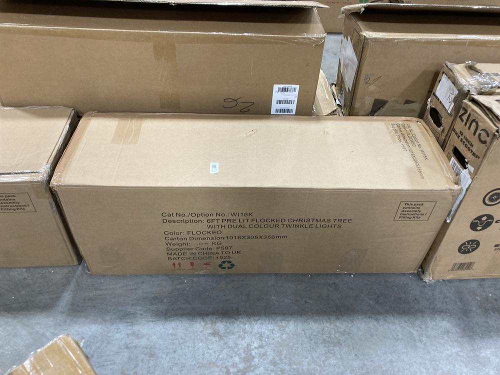 Lot 275  
            Chesterfield SR36 - Collection or Optional Delivery Available 

                
6FT PRE LIT CHRISTMAS TREE WITH DUAL COLOUR TWINKLE LIGHTS IN FLOCKED - ORIGINAL ...