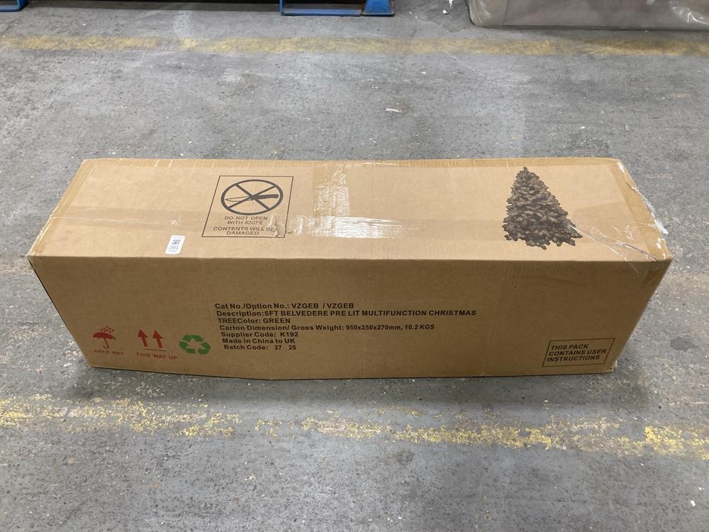 Lot 281  
            Chesterfield SR36 - Collection or Optional Delivery Available 

                
6 FT BELVEDERE PRE LIT MULTI FUNCTION CHRISTMAS TREE IN GREEN (LOCATION: SR36 A2)...
