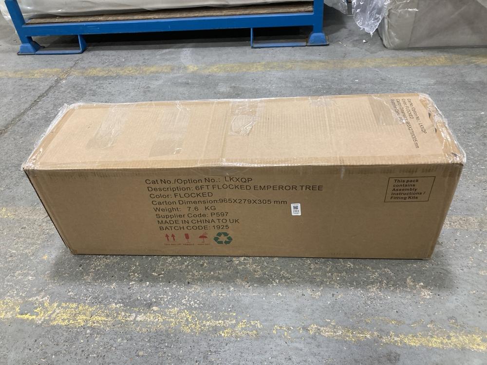 Lot 283  
            Chesterfield SR36 - Collection or Optional Delivery Available 

                
6 FT FLOCKED EMPEREOR TREE - ORIGINAL RRP £100 (LOCATION: SR36 A2) (LKXQP)