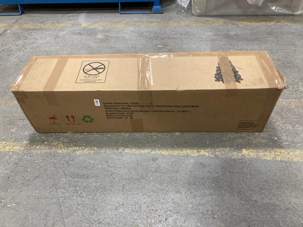 Lot 297  
            Chesterfield SR36 - Collection or Optional Delivery Available 

                
7FT BELVEDERE PRE LIT MULTI FUNCTION CHRISTMAS TREE IN GREEN (LOCATION: SR36 A2) ...