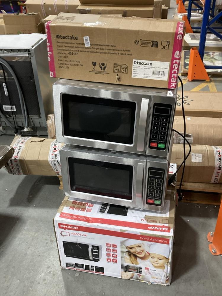 Lot 334  
            Chesterfield SR36 - Collection or Optional Delivery Available 

                
4 X ASSORTED ITEMS TO INCLUDE SHARP CONVECTION MICROWAVE OVEN (LOCATION: SR36 A1)