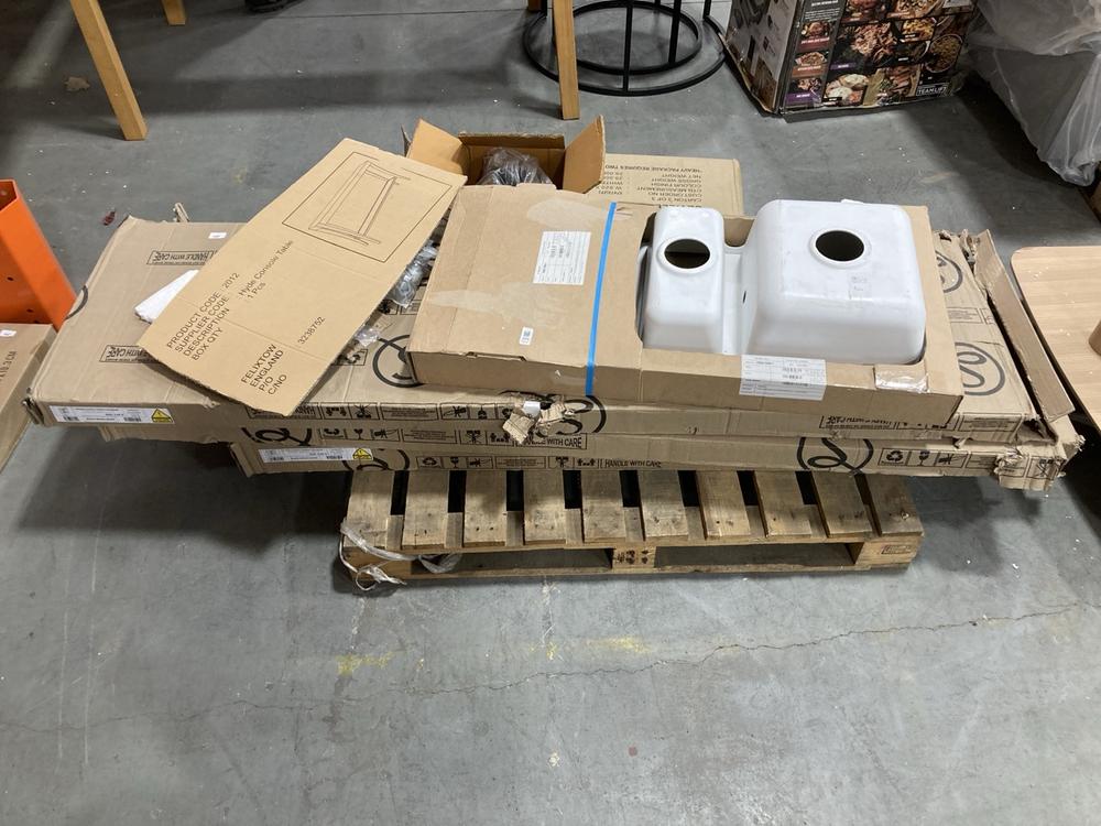 Lot 346  
            Chesterfield SR36 - Collection or Optional Delivery Available 

                
PALLET OF ASSORTED PARTS TO INCLUDE NEVADA 6 DOOR 2 DRAWER WARDROBE IN BLACK WOOD...