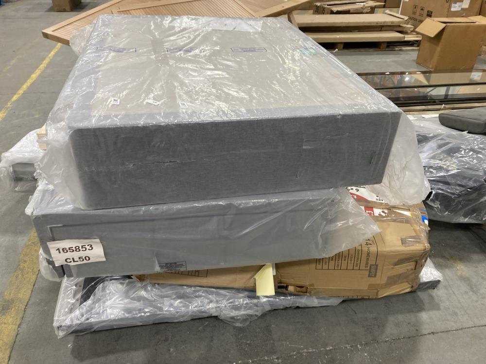 Lot 349  
            Chesterfield SR36 - Collection or Optional Delivery Available 

                
PALLET OF ASSORTED DFS PARTS TO INCLUDE DFS HEADBOARD IN GREY VELVET STYLE FABRIC...