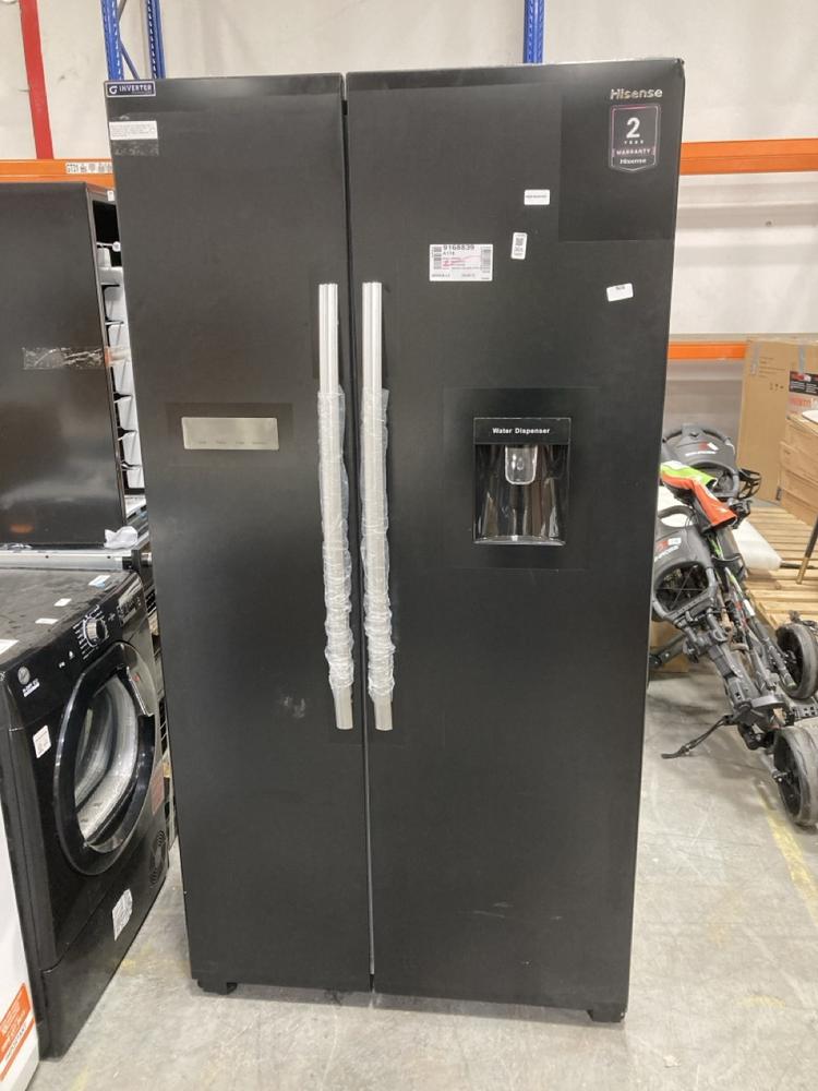 Lot 365  
            Chesterfield SR36 - Collection or Optional Delivery Available 

                
HISENSE AMERICAN SIDE BY SIDE FRIDGE FREEZER IN BLACK - MODEL NO. RS741N4WBE - OR...