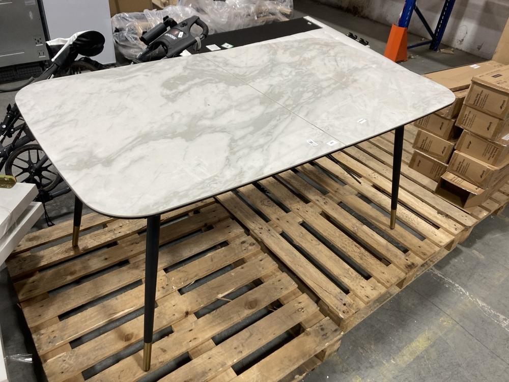 Lot 371  
            Chesterfield SR36 - Collection 

                
DFS EXTENDING DINING TABLE IN WHITE MARBLE FINISH (COLLECTION ONLY) (LOCATION: SR...