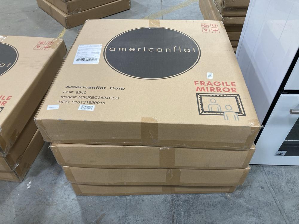 Lot 469  
            Chesterfield SR36 - Collection 

                
4 X AMERICANFLAT 61 CM SQUARE WALL MIRROR IN GOLD FRAME - ORIGINAL RRP £58 (COLLE...