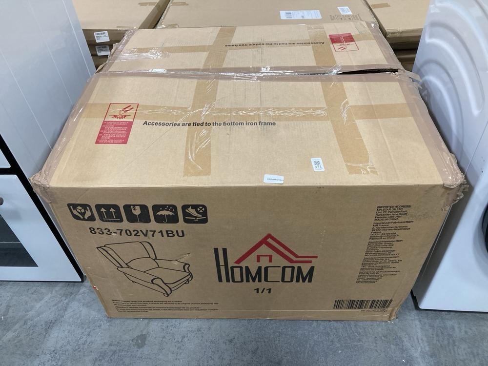 Lot 471  
            Chesterfield SR36 - Collection or Optional Delivery Available 

                
HOMCOM WINGBACK RECLINING ARMCHAIR IN BLUE (LOCATION: SR36 B1)