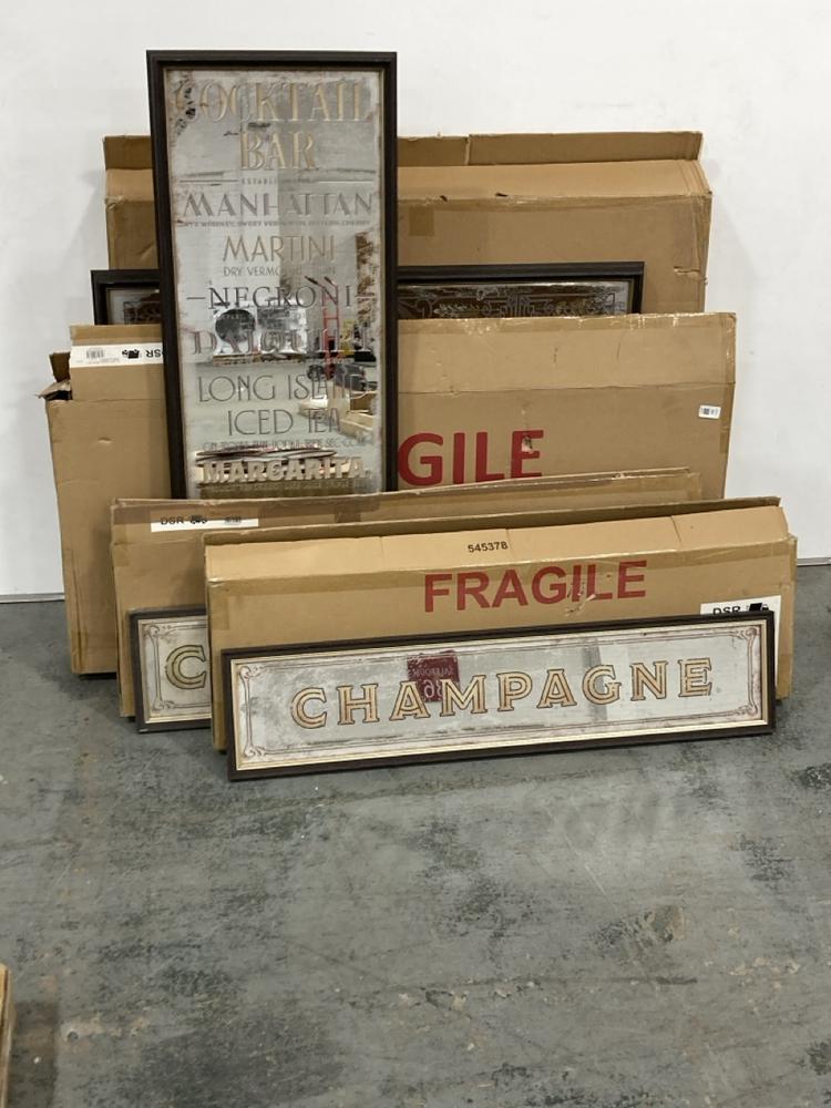 Lot 48  
            Chesterfield SR36 - Collection 

                
4 X ASSORTED ITEMS TO INCLUDE COCKTAIL BAR MIRROR 400X1100MM - ITEM NO. 545385 - ...
