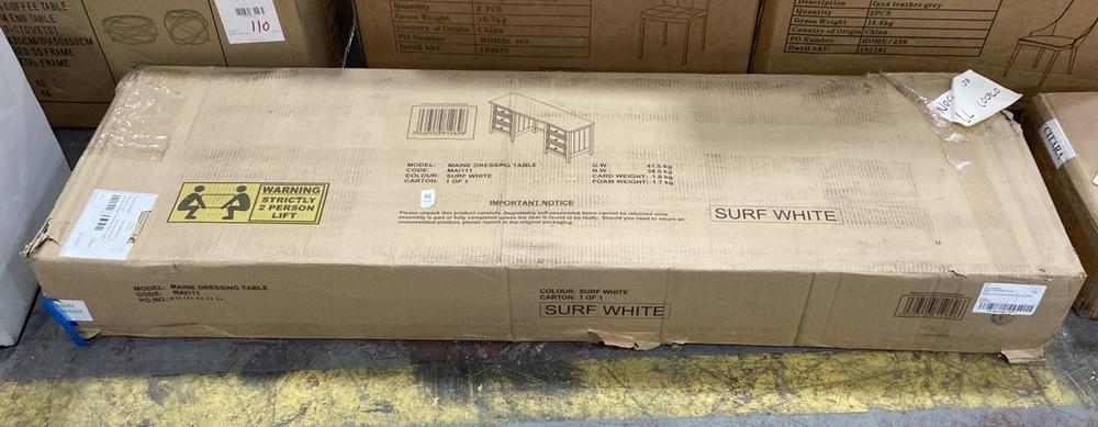 Lot 508  
            Chesterfield SR36 - Collection or Optional Delivery Available 

                
DFS DRESSING TABLE IN SURF WHITE (H1TABKEY505) (LOCATION: SR36 B2)