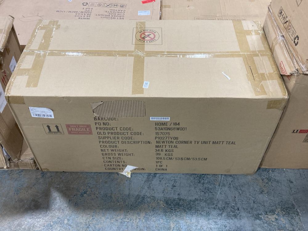 Lot 537  
            Chesterfield SR36 - Collection or Optional Delivery Available 

                
DFS NEWTON CORNER TV UNIT IN MATT TEAL (LOCATION: SR36 B3) (H2000922468)