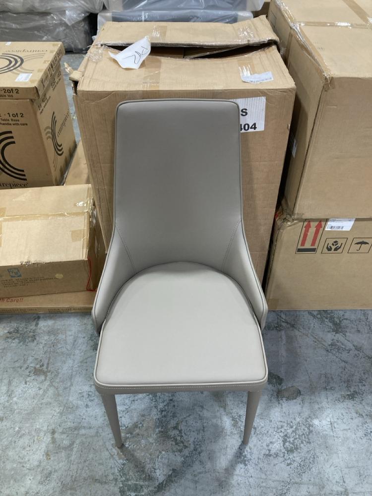 Lot 546  
            Chesterfield SR36 - Collection or Optional Delivery Available 

                
DFS UPHOLSTERED DINING CHAIRS IN STONE GREY LEATHER STYLE FINISH (LOCATION: SR36 ...