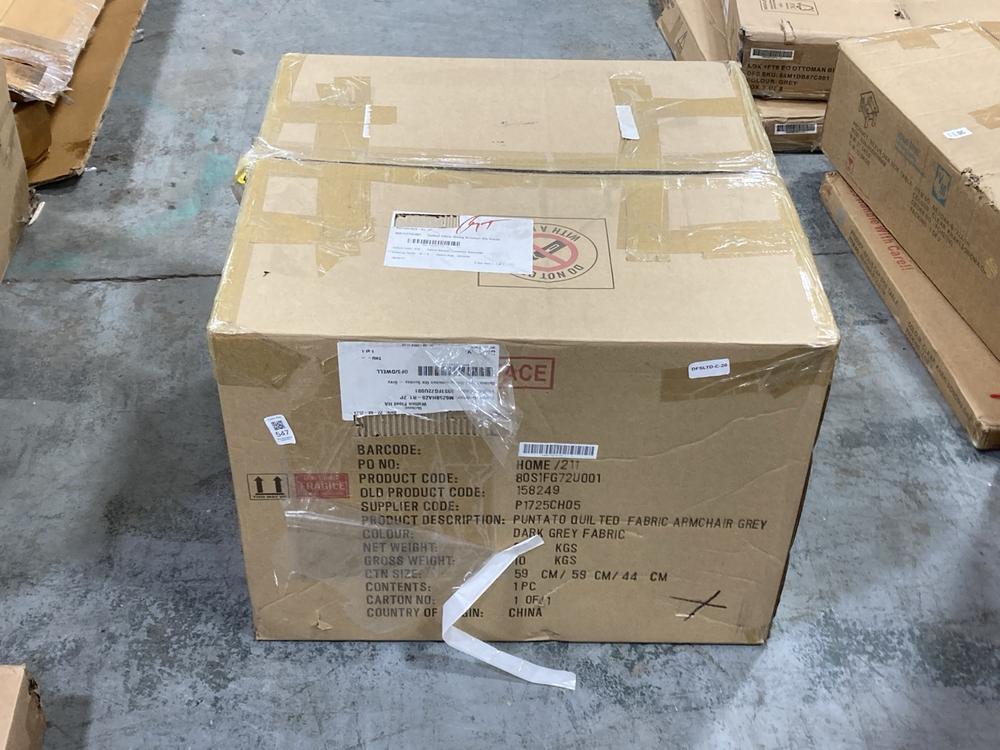 Lot 547  
            Chesterfield SR36 - Collection or Optional Delivery Available 

                
DFS QUILTED ARM CHAIR IN DARK GREY FABRIC (LOCATION: SR36 B3)