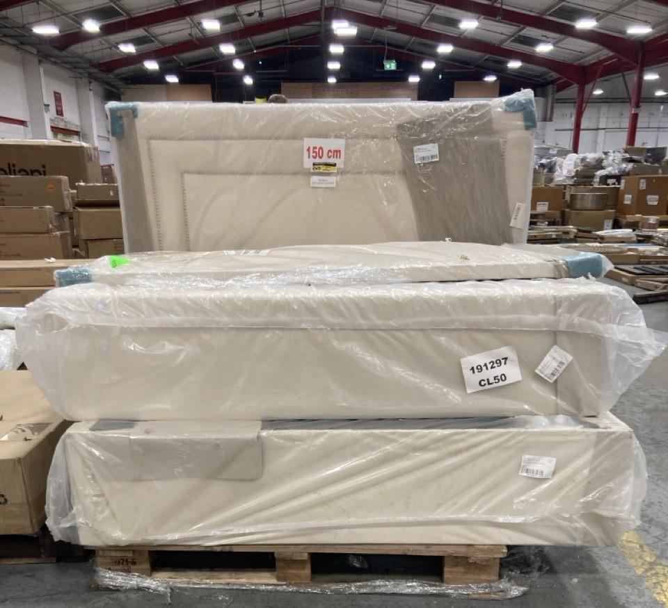 Lot 577  
            Chesterfield SR36 - Collection or Optional Delivery Available 

                
DFS 2 DRAWER KING SIZE BED FRAME IN OYSTER (LOCATION: SR36 B4)