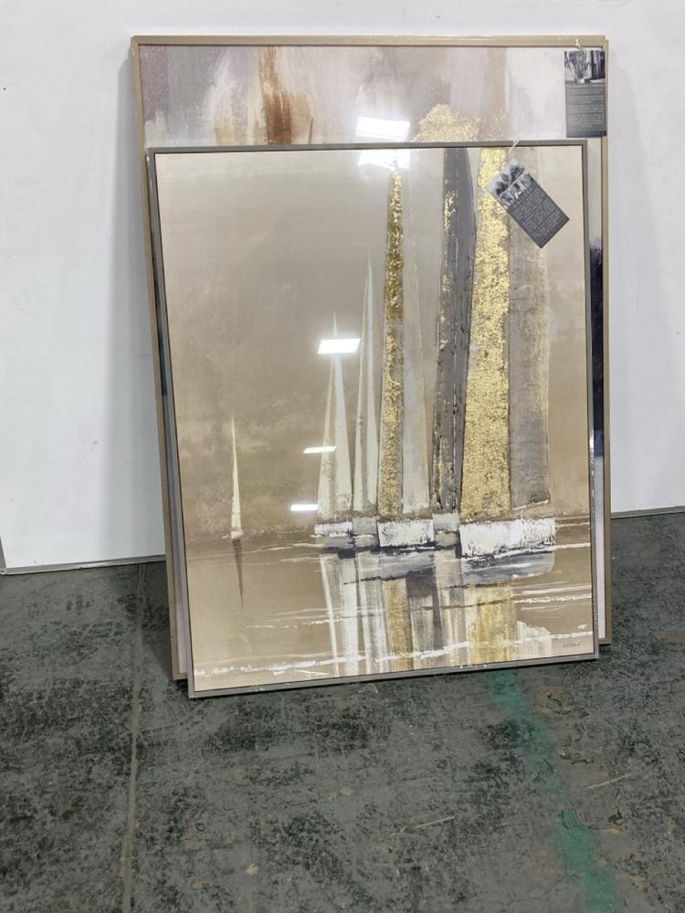 Lot 6  
            Chesterfield SR36 - Collection 

                
3 X ASSORTED ART WORKS TO INCLUDE GOLDEN SAILS FRAMED CANVAS 825X30X1025MM - ITEM...