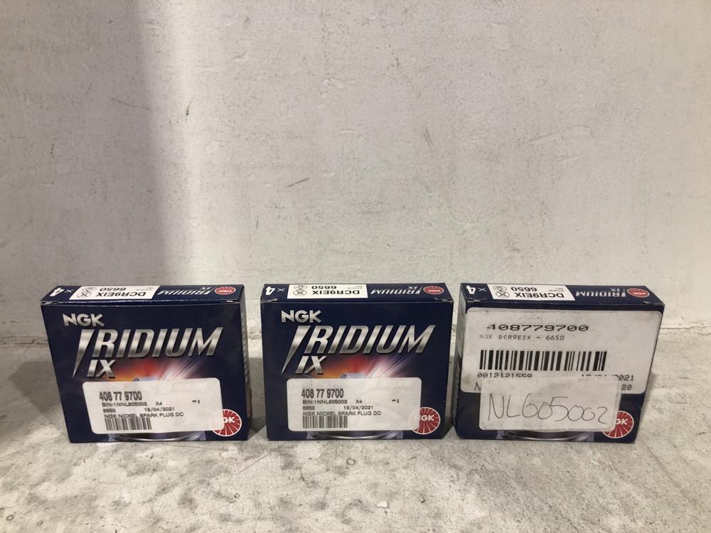 Lot 1008  
            Chesterfield SR45 - Parcel Delivery Only 

                
3 X NGK IRIDIUM IDX 6650 PACK OF 4 SPARK PLUGS TOTAL ORIGINAL RRP £215 (LOCATION:...