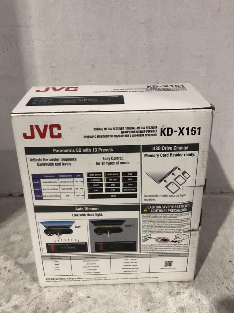 Lot 1018  
            Chesterfield SR45 - Parcel Delivery Only 

                
JVC KD-X161 DIGITAL MEDIA/RADIO RECEIVER ORIGINAL RRP £115 (LOCATION: J7) - Image 4