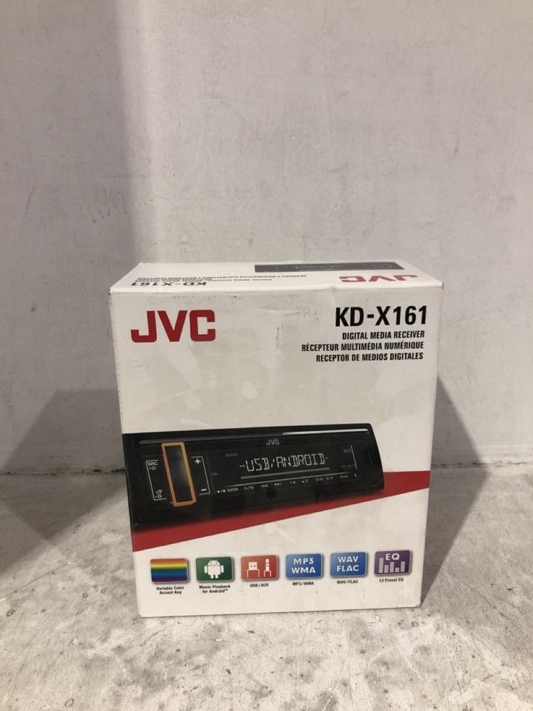 Lot 1025  
            Chesterfield SR45 - Parcel Delivery Only 

                
JVC KD-X161 DIGITAL MEDIA/RADIO RECEIVER ORIGINAL RRP £115 (LOCATION: J7)
