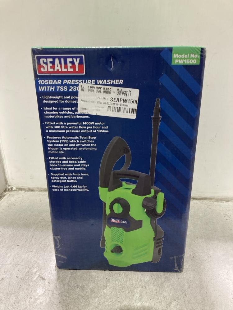 Lot 1061  
            Chesterfield SR45 - Parcel Delivery Only 

                
SEALEY PW1500 105BAR PRESSURE WASHER WITH TSS 230V (LOCATION: J8)