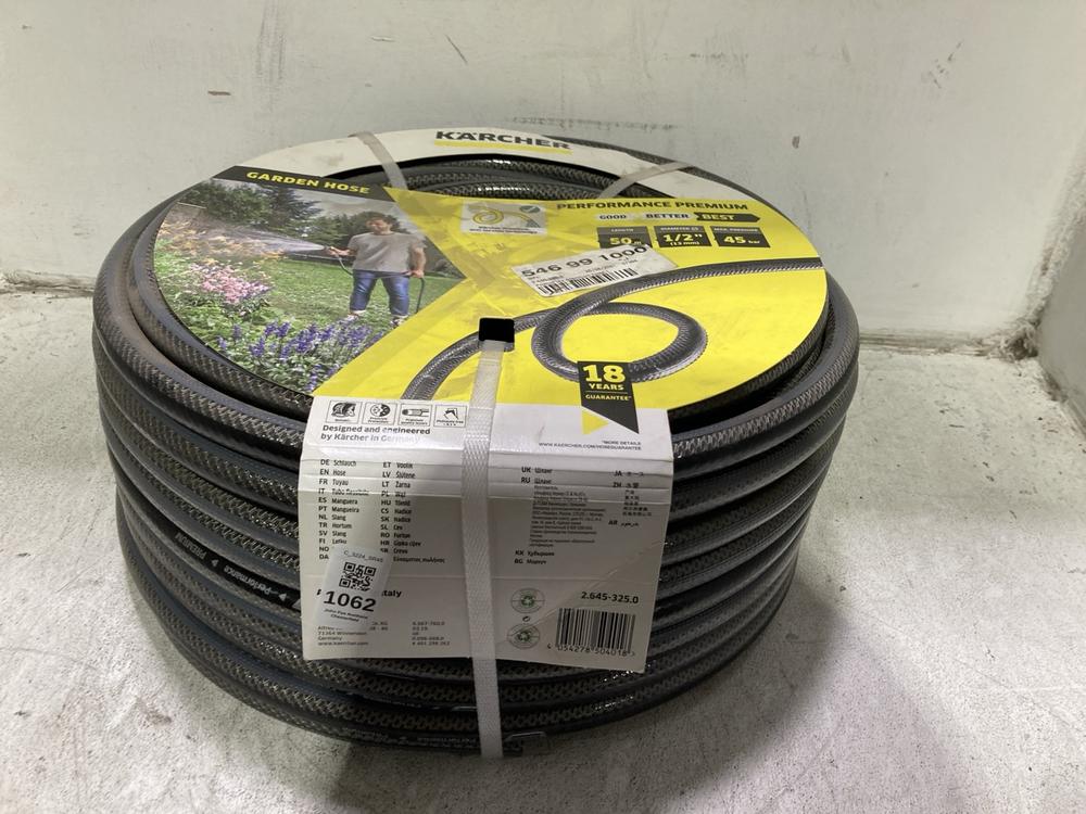 Lot 1062  
            Chesterfield SR45 - Parcel Delivery Only 

                
KARCHER GARDEN HOSE 50M (LOCATION: J8)
