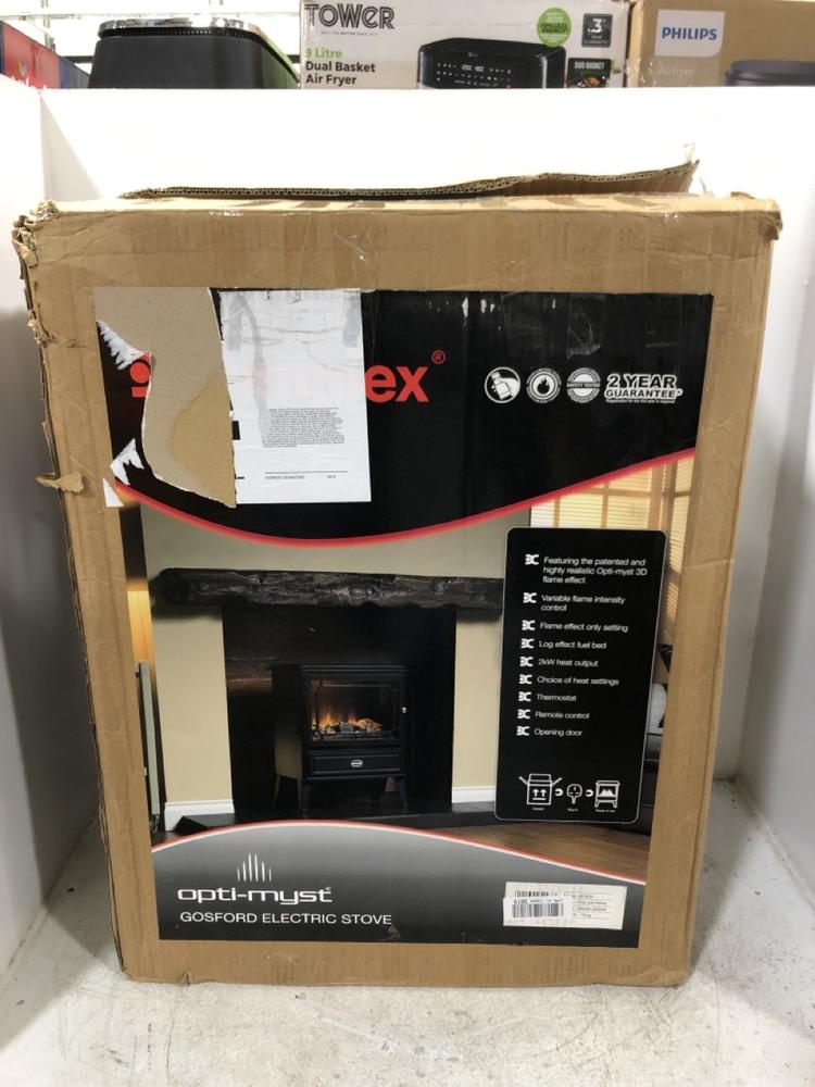 Lot 107  
            Chesterfield SR45 - Parcel Delivery Only 

                
DIMPLEX OPTI-MYST GOSFORD ELECTRIC STOVE (LOCATION: G2)