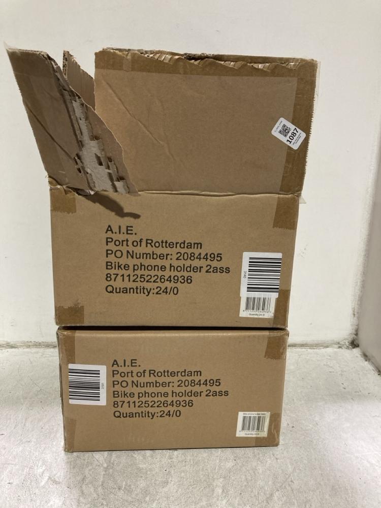Lot 1087  
            Chesterfield SR45 - Parcel Delivery Only 

                
2 X BOXES OF 24 DUNLOP BIKE SMARTPHONE HOLDER (LOCATION: J8)