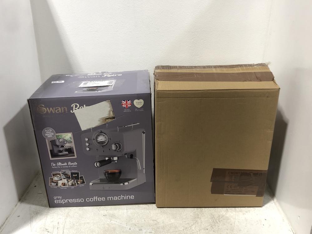 Lot 111  
            Chesterfield SR45 - Parcel Delivery Only 

                
TEFAL MORNING FILTER COFFEE MAKER TO INCLUDE SWAN RETRO COFFEE MACHINE (LOCATION:...