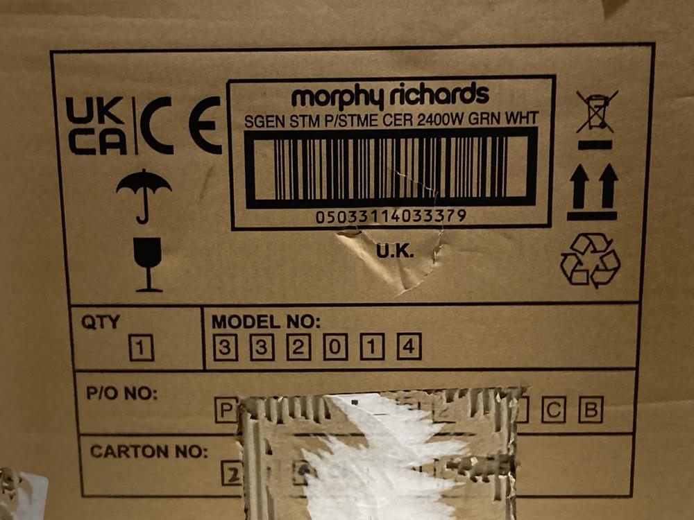 Lot 1134  
            Chesterfield SR45 - Parcel Delivery Only 

                
MORPHY RICHARDS 332014 STEAM ELITE STEAM GENERATOR IRON ORIGINAL RRP £209 (LOCATI... - Image 4