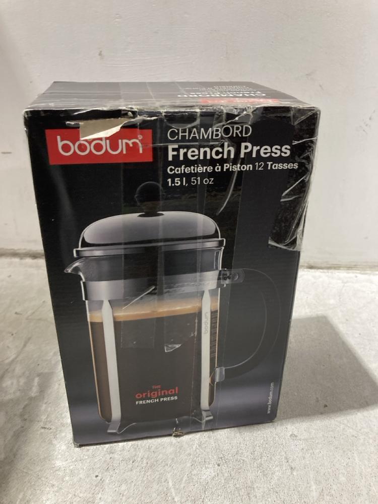 Lot 1159  
            Chesterfield SR45 - Parcel Delivery Only 

                
MORPHY RICHARDS TOTAL CONTROL GLASS TABLE BLENDER TO INCLUDE BODUM CHAMBORD FRENC... - Image 4