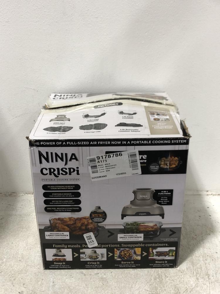 Lot 115  
            Chesterfield SR45 - Parcel Delivery Only 

                
NINJA CRISPI PORTABLE GLASS AIR FRYER ORIGINAL RRP £150 (LOCATION: G3)