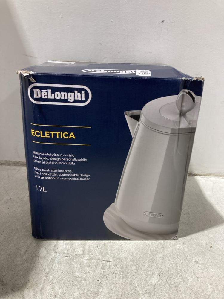 Lot 1166  
            Chesterfield SR45 - Parcel Delivery Only 

                
DELONGHI ECLETTICA 1.7L KETTLE (LOCATION: K2)