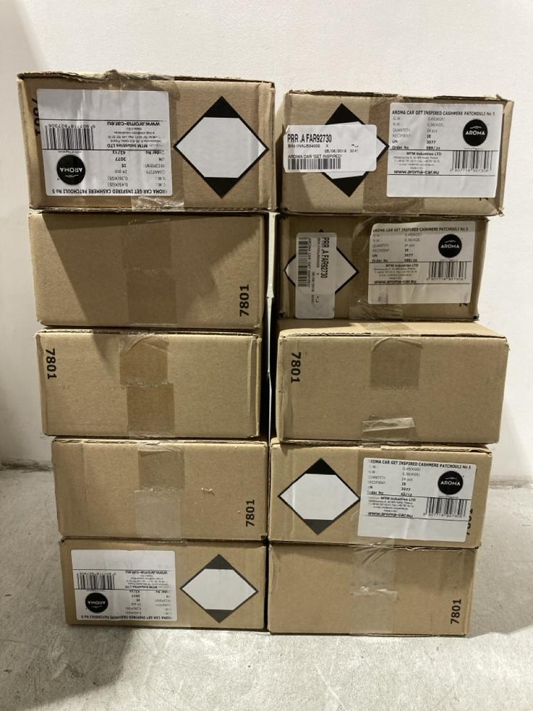 Lot 1173  
            Chesterfield SR45 - Parcel Delivery Only 

                
10X BOXES OF 24 AROMA CAR AIR FRESHENERS CASHMERE PATCHOULI (LOCATION: K2)