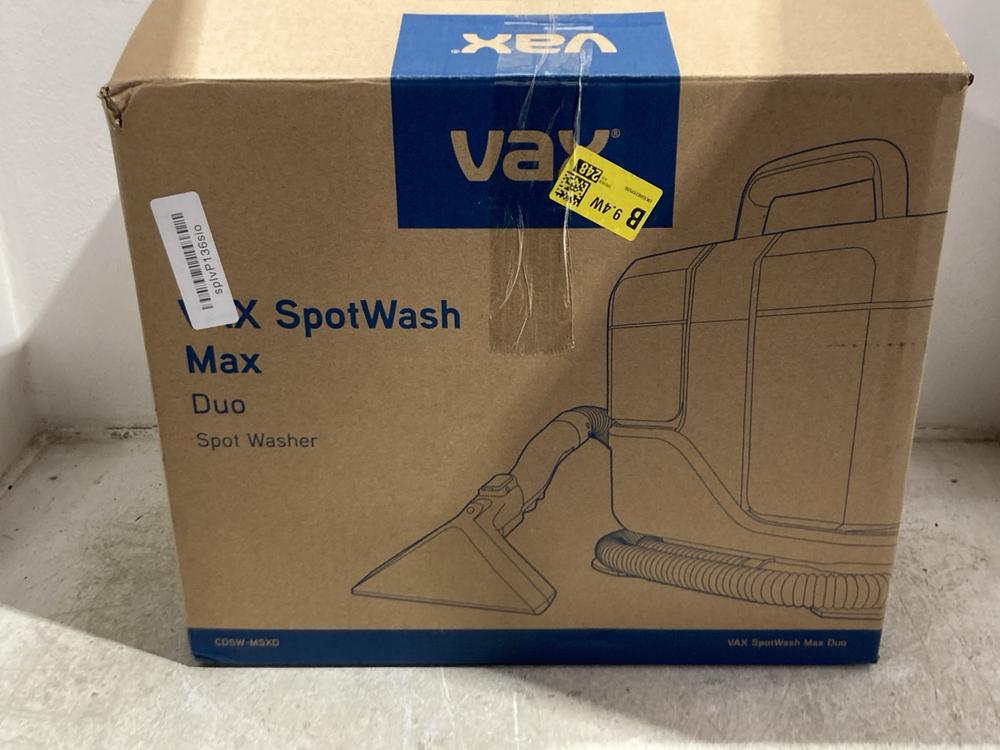 Lot 1190  
            Chesterfield SR45 - Parcel Delivery Only 

                
VAX SPOT WASH MAX DUO SPOT WASHER ORIGINAL RRP £220 (LOCATION: K3)