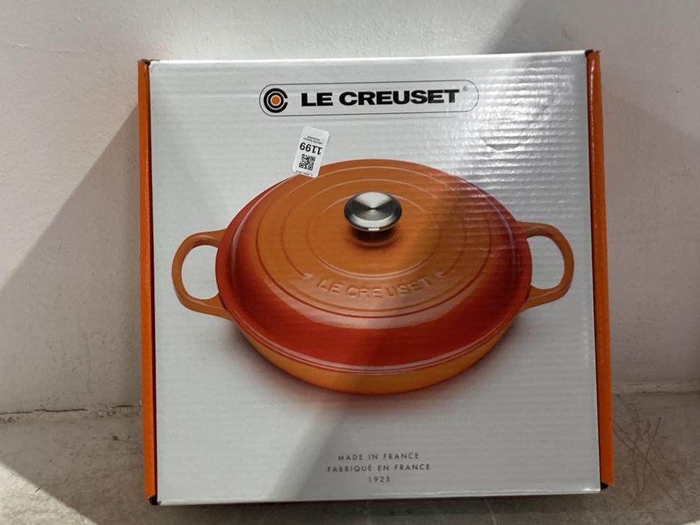 Lot 1199  
            Chesterfield SR45 - Parcel Delivery Only 

                
LE CREUSET ENAMELED CAST IRON ROUND CASSEROLE /DUTCH OVEN (LOCATION: K4)