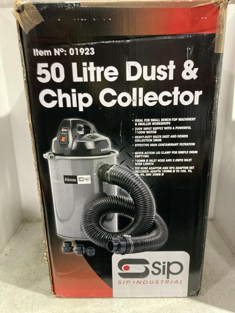 Lot 1201  
            Chesterfield SR45 - Parcel Delivery Only 

                
SIP INDUSTRIAL 50 LITRE DUST & CHIP COLLECTOR (LOCATION: K4)