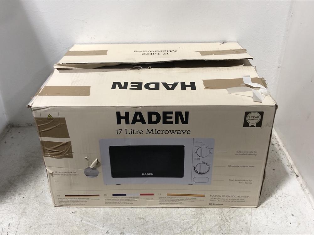 Lot 128  
            Chesterfield SR45 - Parcel Delivery Only 

                
HADEN 17L MICROWAVE WHITE (LOCATION: G3)
