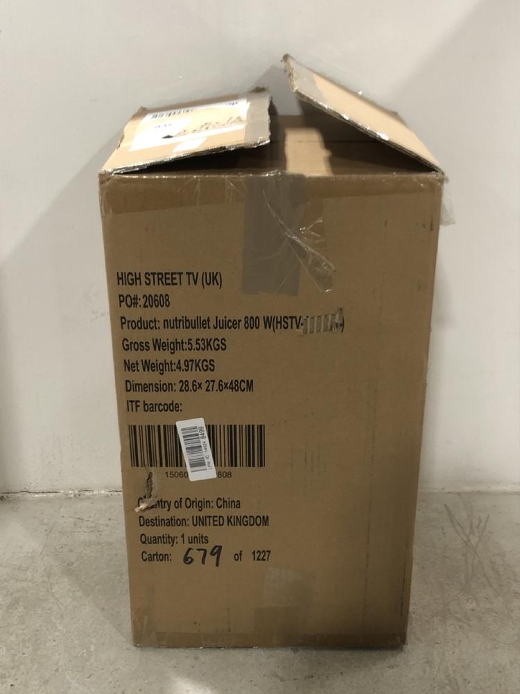 Lot 136  
            Chesterfield SR45 - Parcel Delivery Only 

                
NUTRIBULLET JUICER 800 (LOCATION: G4)