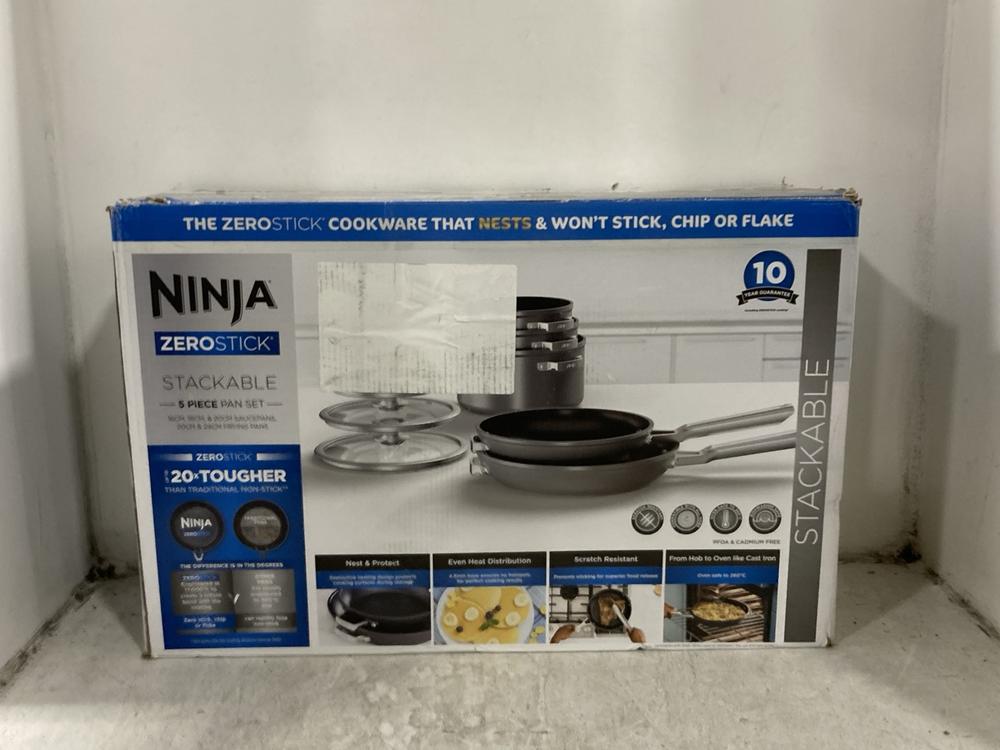 Lot 180  
            Chesterfield SR45 - Parcel Delivery Only 

                
NINJA ZEROSTICK STACKABLE 5 PIECE PAN SET (LOCATION: G6)