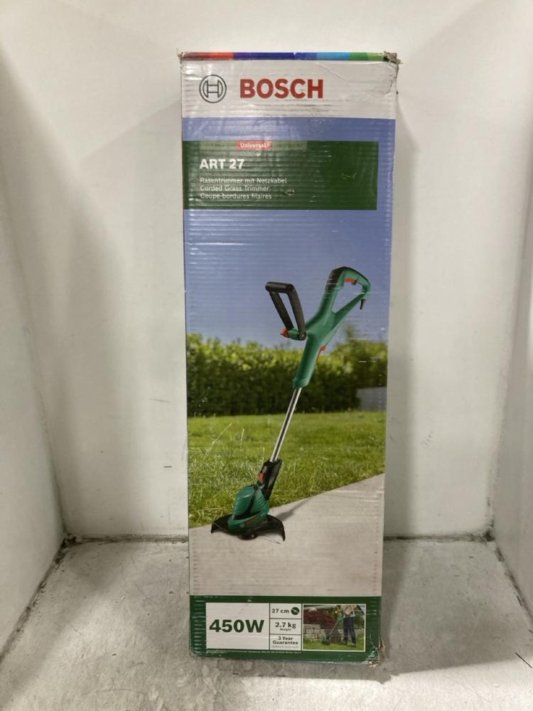 Lot 206  
            Chesterfield SR45 - Parcel Delivery Only 

                
BOSCH ART 27 CORDED GRASS TRIMMER (LOCATION: G7)