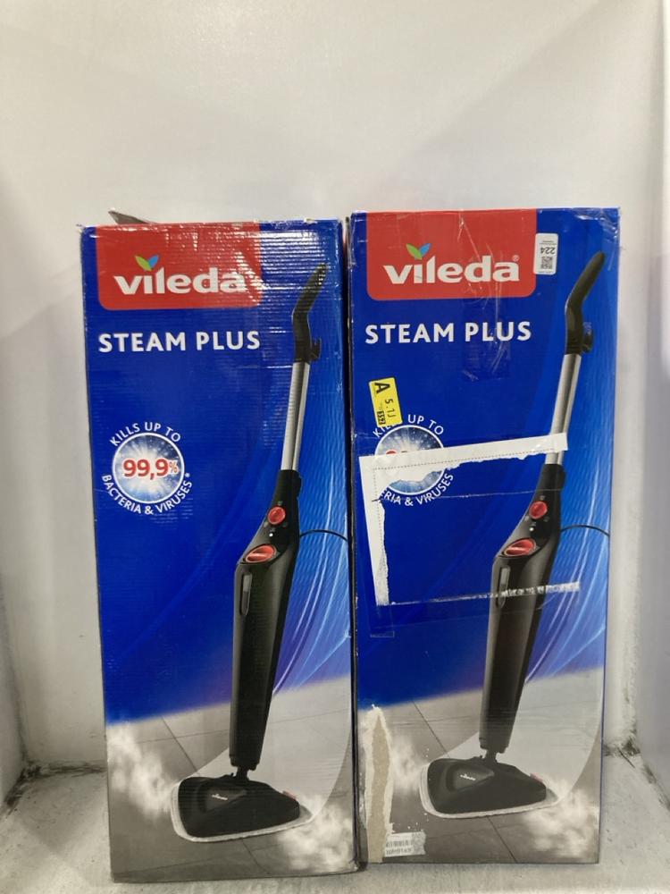 Lot 224  
            Chesterfield SR45 - Parcel Delivery Only 

                
2X VILEDA STEAM PLUS STEAM CLEANER (LOCATION: G7)
