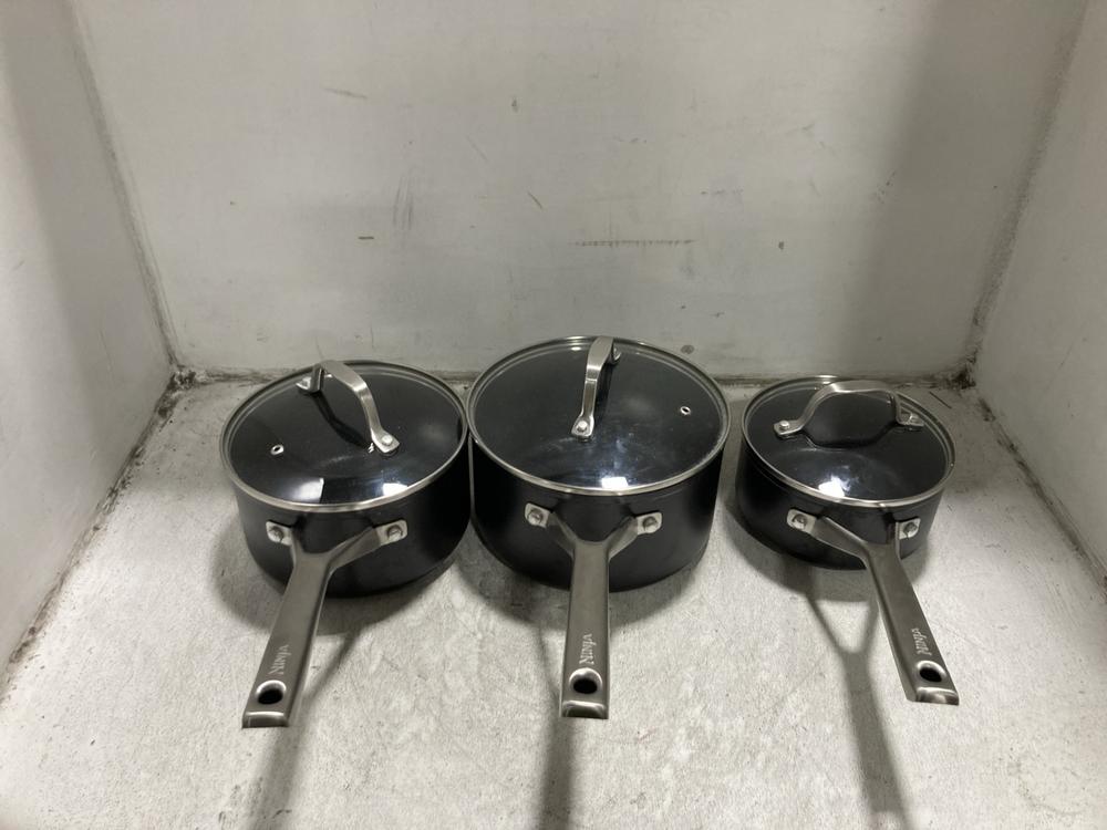 Lot 242  
            Chesterfield SR45 - Parcel Delivery Only 

                
NINJA ZEROSTICK CERAMIC PRO 3 PIECE PAN SET ORIGINAL RRP £174 (LOCATION: G8)