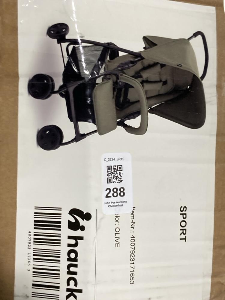 Lot 288  
            Chesterfield SR45 - Parcel Delivery Only 

                
HAUCK SPORT OLIVE STROLLER 4007923171653 (LOCATION: G10)