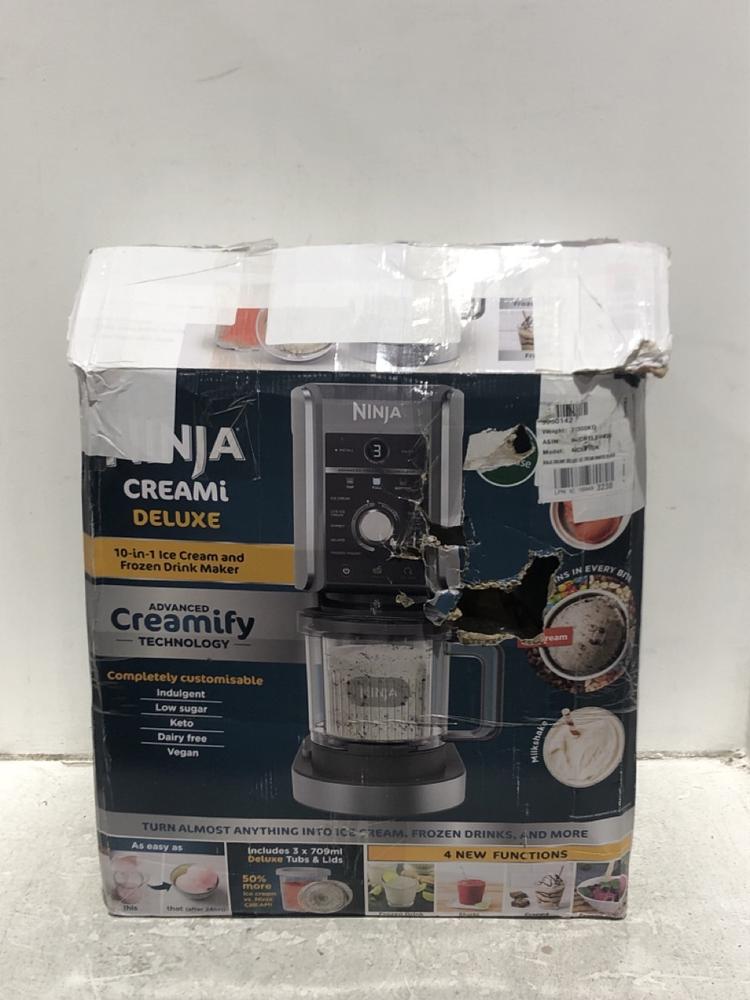 Lot 31  
            Chesterfield SR45 - Parcel Delivery Only 

                
NINJA CREAMI DELUXE 10-IN-1 ICE CREAM & FROZEN DRINK MAKER ORIGINAL RRP £273 (LOC...