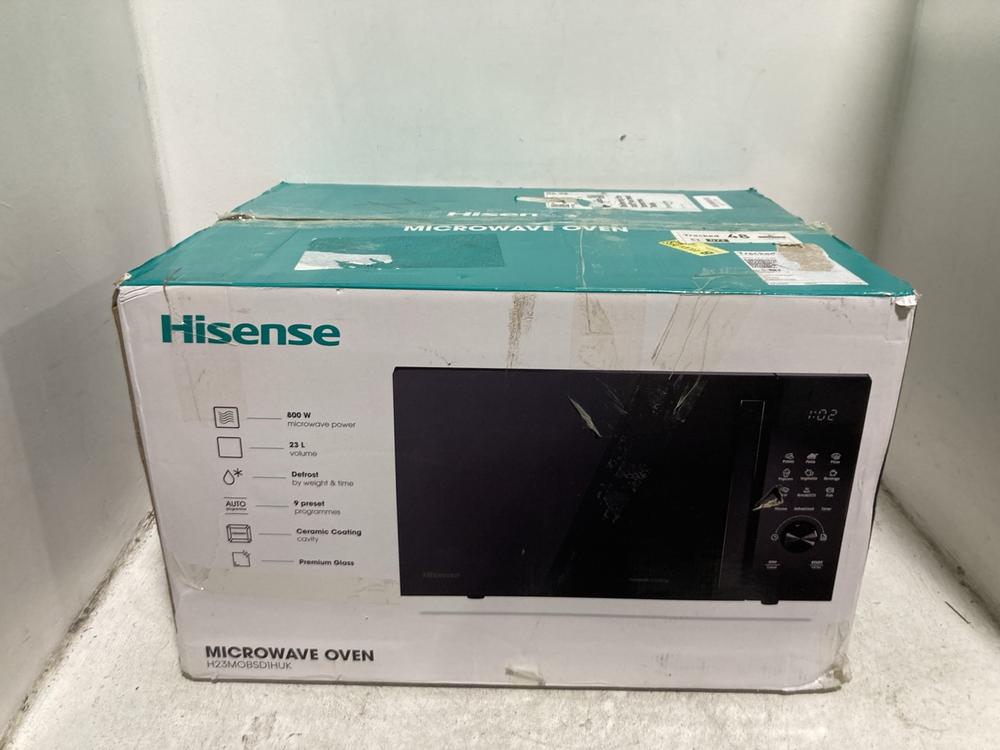 Lot 322  
            Chesterfield SR45 - Parcel Delivery Only 

                
HISENSE HS23MOBSD1HUK MICROWAVE OVEN (LOCATION: H1)