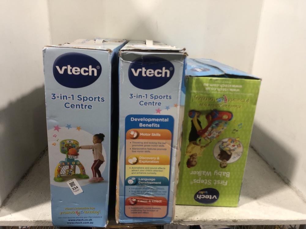 Lot 334  
            Chesterfield SR45 - Parcel Delivery Only 

                
3 X ASSORTED ITEMS TO INCLUDE VTECH 3-IN-1 SPORTS CENTRE (LOCATION: H2)