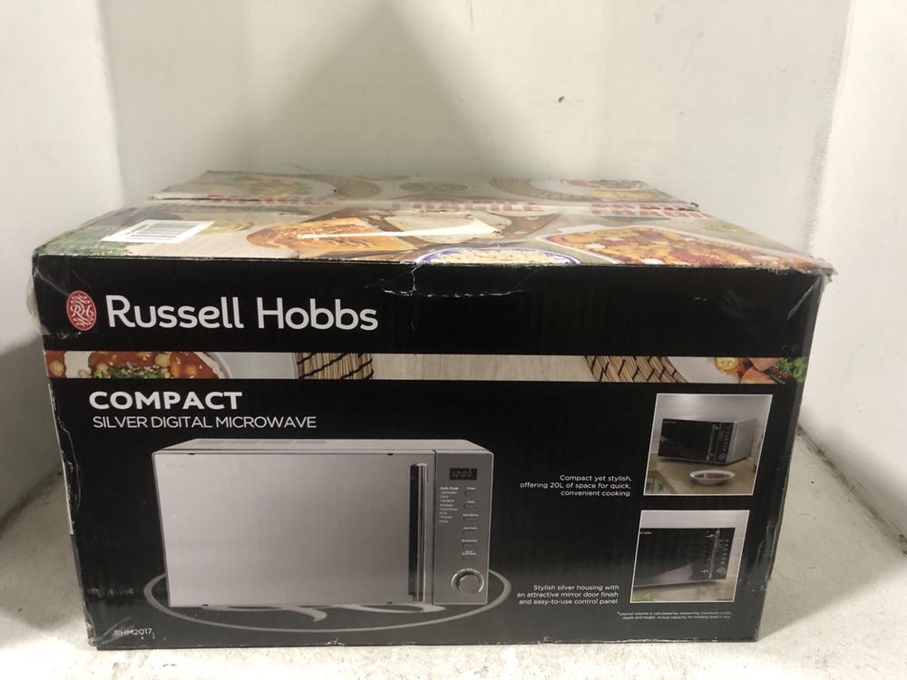 Lot 339  
            Chesterfield SR45 - Parcel Delivery Only 

                
RUSSELL HOBBS RHM2017 20L MICROWAVE OVEN (LOCATION: H2)