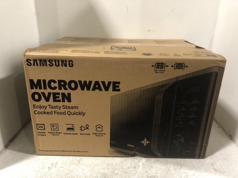 Lot 343  
            Chesterfield SR45 - Parcel Delivery Only 

                
SAMSUNG MS23K3513AW MICROWAVE OVEN (LOCATION: H2)
